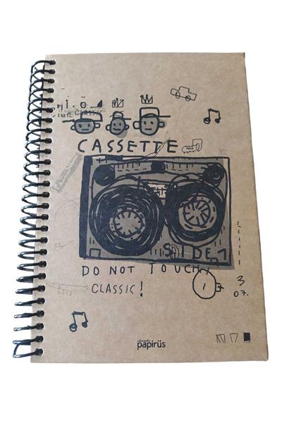 Papirüs Kraft Spiralli  Sert Kapak 16X23 100 yaprak Kareli