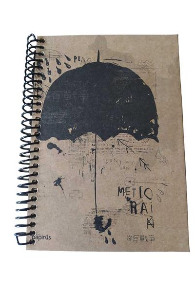 Papirüs Kraft Spiralli  Sert Kapak 16X23 100 yaprak Kareli