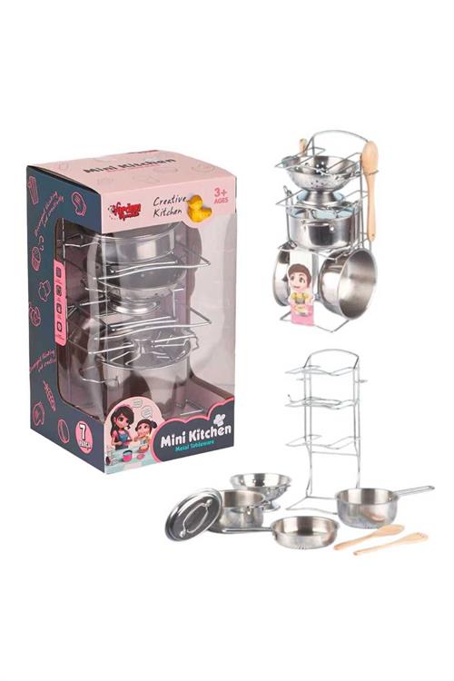 Seçtim Aldım Mini Kitchen 683e Çelik Tencere Tava Raflı Mutfak