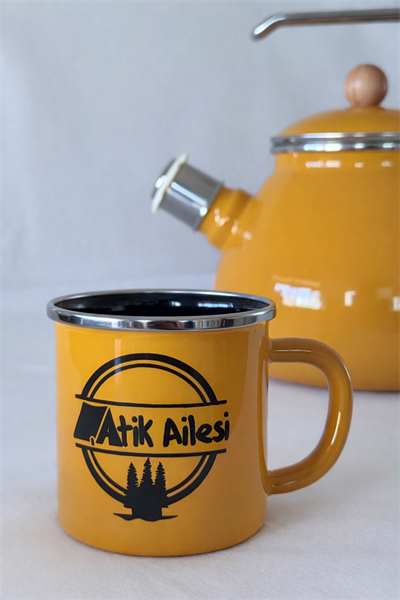 Atik Ailesi Emaye Kupa Sarı 8 cm