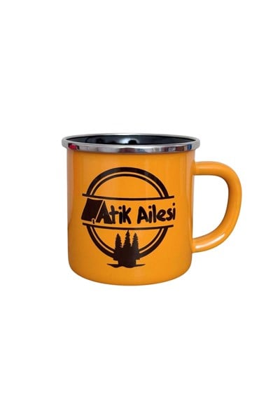 Atik Ailesi Emaye Kupa Sarı 8 cm