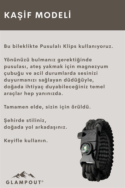 Kaşif Paracord Bileklik | Pusulalı