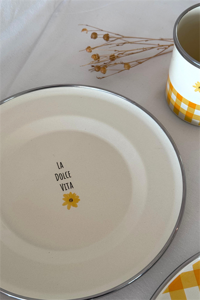 Picnic Emaye Tabak Bej 21 cm