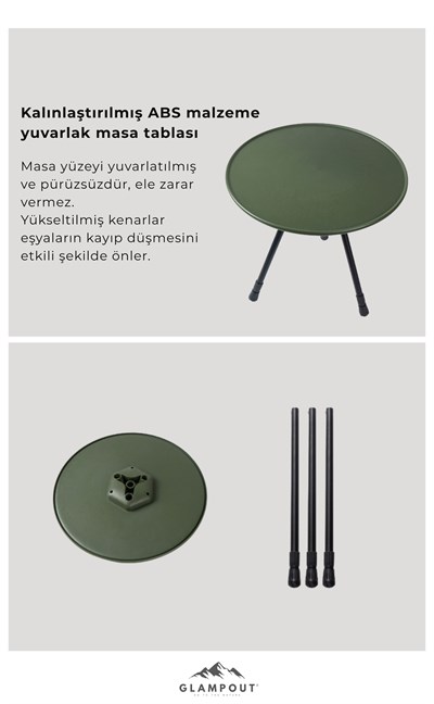 Teleskopik Ayaklı Kamp Sehpası 37x36-57 cm Yeşil  