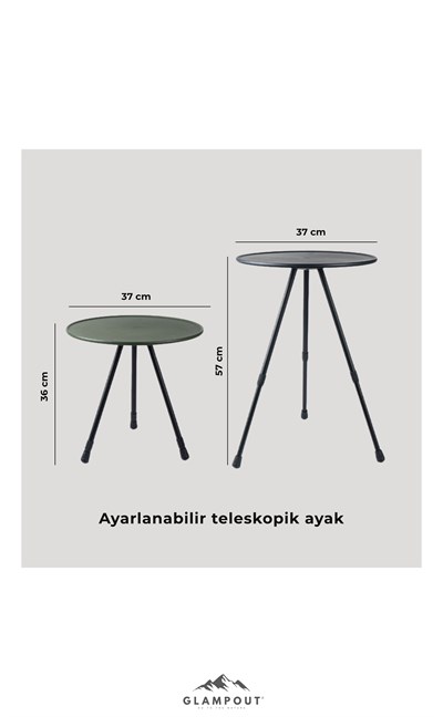 Teleskopik Ayaklı Kamp Sehpası 37x36-57 cm Yeşil  