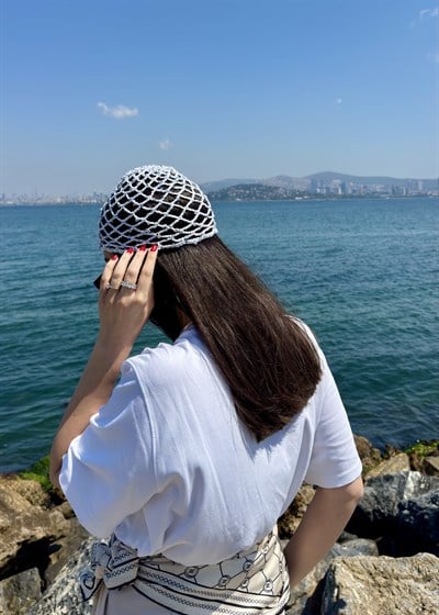 Beyaz Pullu & Simli Crochet Saç Aksesuarı