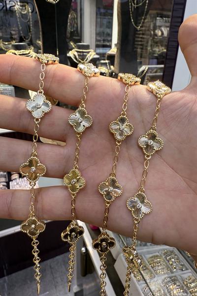 14 K 5 Sıra Yonca Bileklik