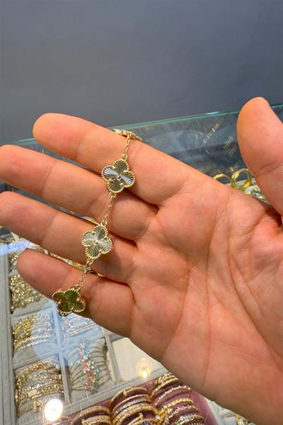 Taşsız Yonca  14 K Renk Vip Serisi Bileklik