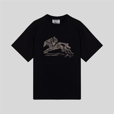 Kovboy nakışlı oversize siyah tişört-03