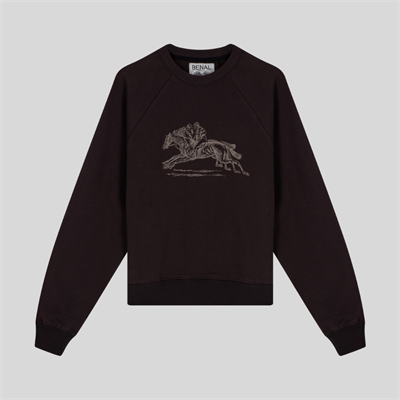 Zafer Koşusu Nakışlı Bisiklet Yaka Reylan Kol Kahverengi Sweatshirt