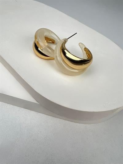 Beyaz Gold Halka Küpe