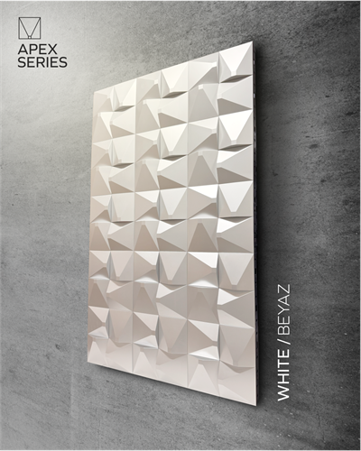 3D Duvar Paneli - Apex / Beyaz + Platform
