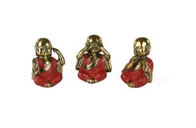 3lü Prinç Budha Set -Kırmızı ,Gold