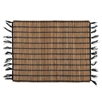 Amerikan Servis Naturel Rattan Siyah Dikişli