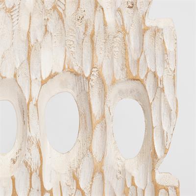 Ayaklı Dekoratif Aksesuar Teak Beyaz Eskitme 60cm