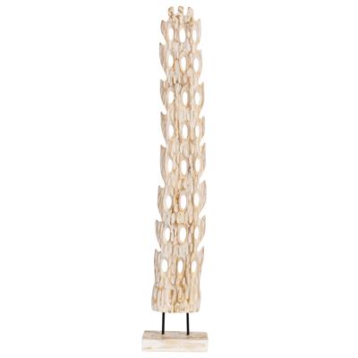 Ayaklı Dekoratif Aksesuar Teak Beyaz Eskitme 103cm