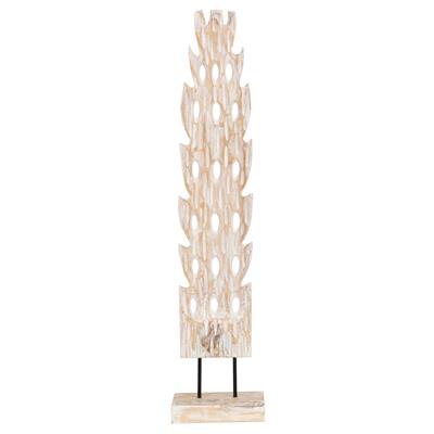 Ayaklı Dekoratif Aksesuar Teak Beyaz Eskitme 85cm