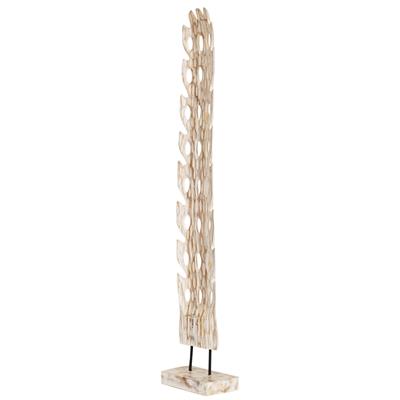 Ayaklı Dekoratif Aksesuar Teak Beyaz Eskitme 103cm