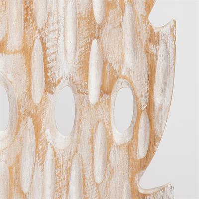 Ayaklı Dekoratif Aksesuar Teak Beyaz Eskitme 85cm