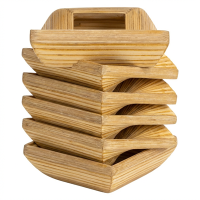 Bambu Peçete Halkası Kare Form 10 cm x 10 cm  6 lı Set