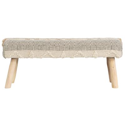 El Dokuması Yün Masif Ayaklı Bench Tabure