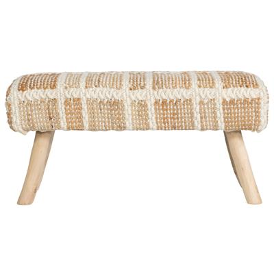 El dokuması Yün+ Jüt Karışımı Masif Ayaklı Bench Tabure