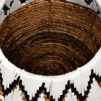 Çamaşır Sepeti  Beyaz Siyah Makrame Naturel Ç.40 cm 