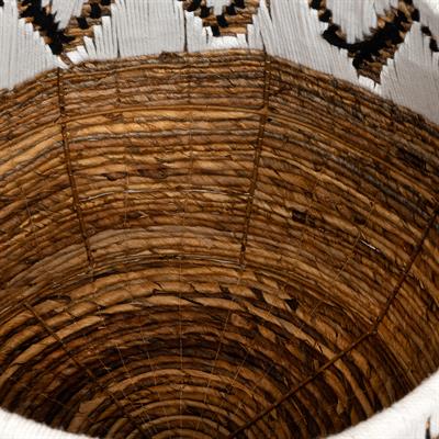 Çamaşır Sepeti  Beyaz Siyah Makrame Naturel Ç.55cm 