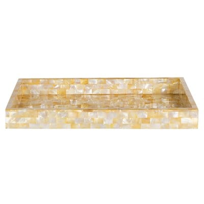 Dekoratif Dikdörtgen Sedefli Tepsi – Deniz Kabuğu Kaplama 34×26cm 