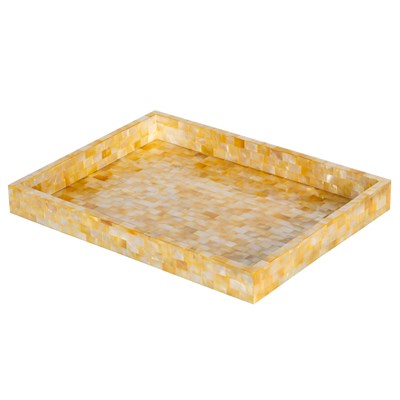 Dekoratif Dikdörtgen Sedefli Tepsi – Deniz Kabuğu Kaplama 34×26cm 