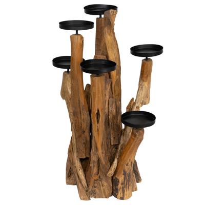 Dekoratif  6 lı  Mumluk Teak 