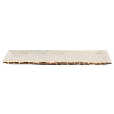 Dekoratif Dikdörtgen Sedefli Tepsi Deniz Kabuğu & Hindistan Cevizi Kabuğu Kaplama 40×18 cm