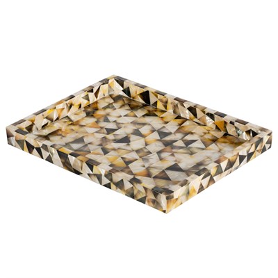 Dekoratif Dikdörtgen Sedefli Tepsi Deniz Kabuğu Kaplama 34cm × 26cm