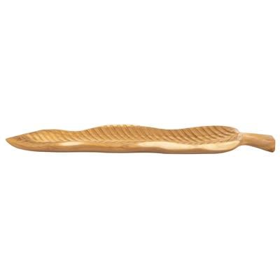 Dekoratif yaprak formlu tabak naturel 63cm