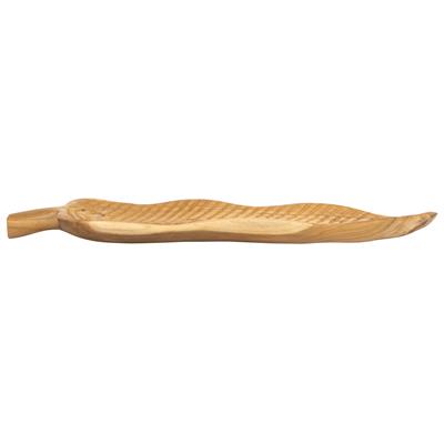 Dekoratif yaprak formlu tabak naturel 63cm