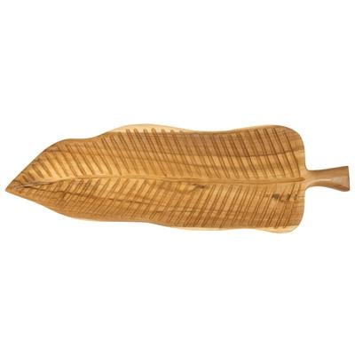 Dekoratif yaprak formlu tabak naturel 63cm