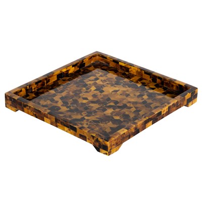 Dekoratif Kare Sedefli Tepsi Deniz Kabuğu Kaplama 27×27 cm