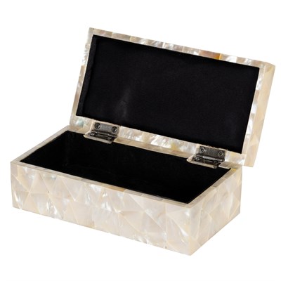 Dekoratif Dikdörtgen Sedefli Deniz Kabuğu Kaplama Kutu  18x9cm