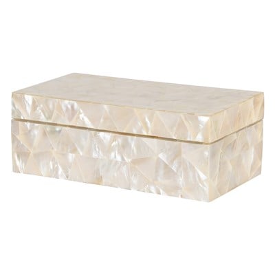 Dekoratif Dikdörtgen Sedefli Deniz Kabuğu Kaplama Kutu  18x9cm