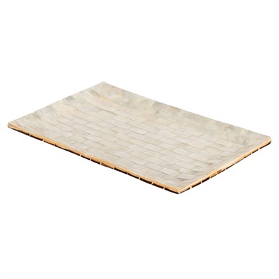 Dekoratif Dikdörtgen Sedefli Tepsi Deniz Kabuğu & Hindistan Cevizi Kabuğu Kaplama 29×18cm