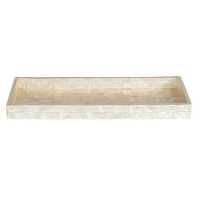 Dekoratif Dikdörtgen Sedefli Tepsi Deniz Kabuğu Kaplama 30×18 cm