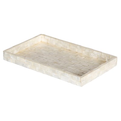 Dekoratif Dikdörtgen Sedefli Tepsi Deniz Kabuğu Kaplama 26×16 cm