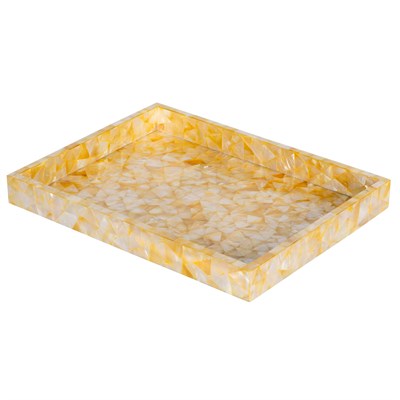 Dekoratif Dikdörtgen Sedefli Deniz Kabuğu Kaplama Tepsi  34×26cm