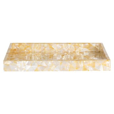 Dekoratif Dikdörtgen Sedefli Deniz Kabuğu Kaplama Tepsi  34×26cm