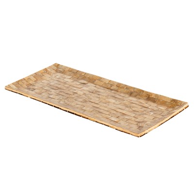 Dekoratif Dikdörtgen Sedefli Tepsi Deniz Kabuğu & Hindistan Cevizi Kabuğu Kaplama 40×18 cm
