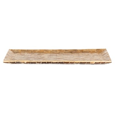 Dekoratif Dikdörtgen Sedefli Tepsi Deniz Kabuğu & Hindistan Cevizi Kabuğu Kaplama 40×18 cm