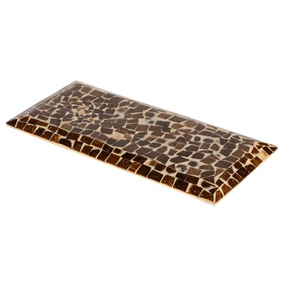 Dekoratif Dikdörtgen Sedefli Tepsi Deniz Kabuğu & Hindistan Cevizi Kabuğu Kaplama 40×18 cm
