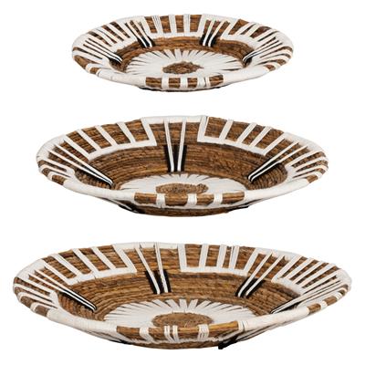 Duvar Tabağı 3lü Set Beyaz Makrame Naturel