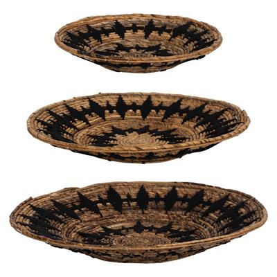 Duvar Tabağı 3 lü Set Siyah Makrame Naturel