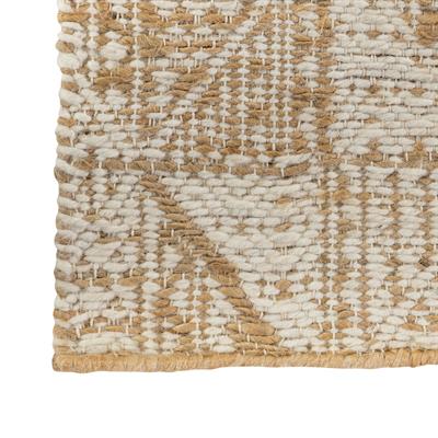Halı Fas Jakarlı Dokuma Jüt + Yün  Naturel/Fildişi 120  cm x 180 cm